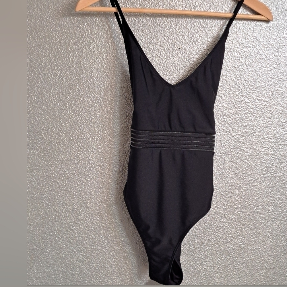 Jet Black One Piece Swim Suit